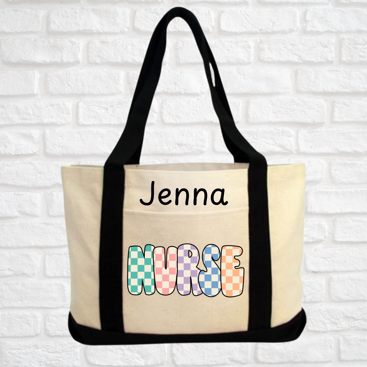 Checkered Nurse Canvas Bag
