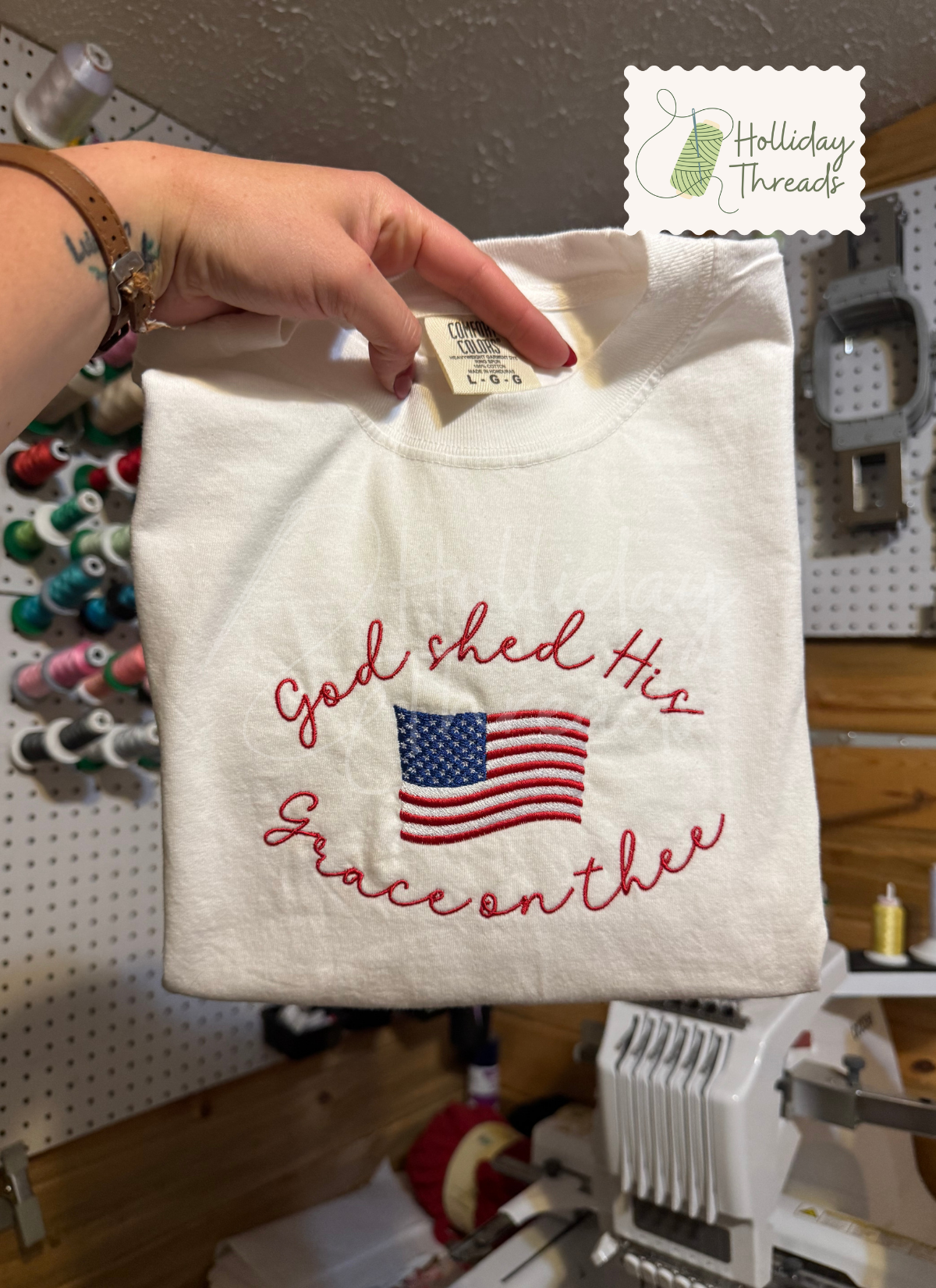 God Shed His Grace On Thee Embroidered Tee