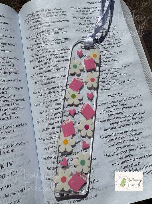 Book Flower Acrylic Bookmark