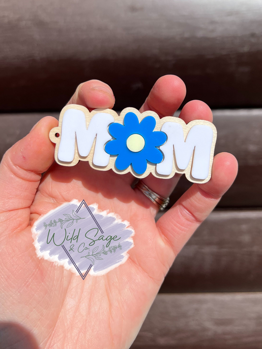 Floral Mom Wooden Keychain