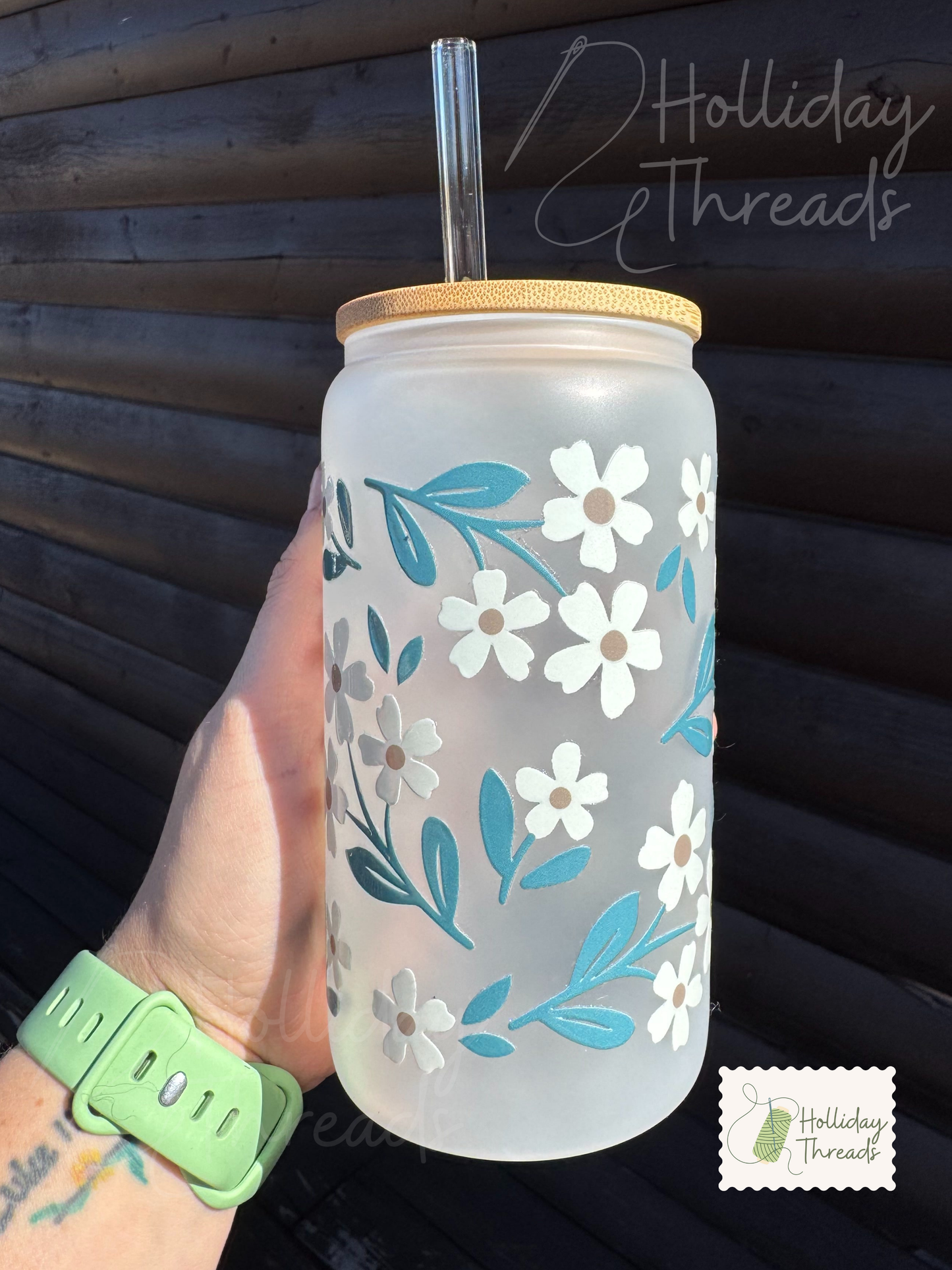 Blue Florals Frosted Mug