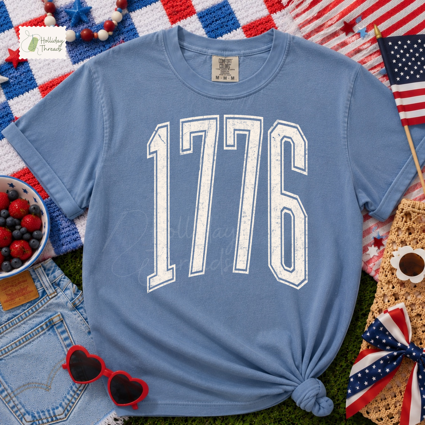 Oversized Varsity 1776 Tee | Blue