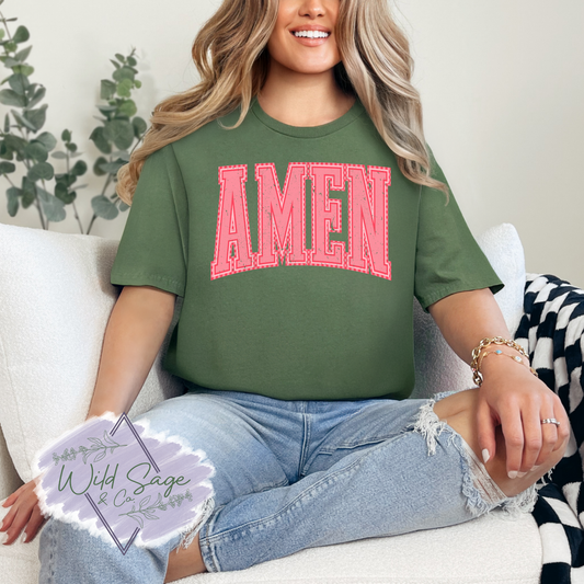 Amen Checkered Tee | Pink