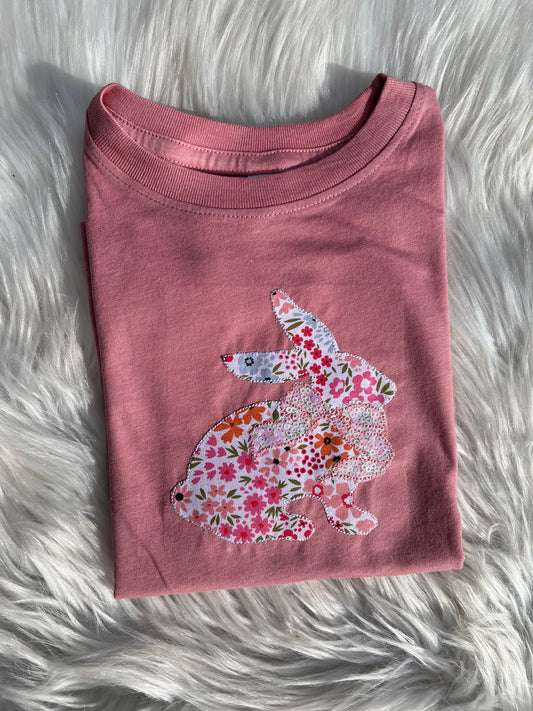 Sideview Bunny with Bow Embroidered Shirt
