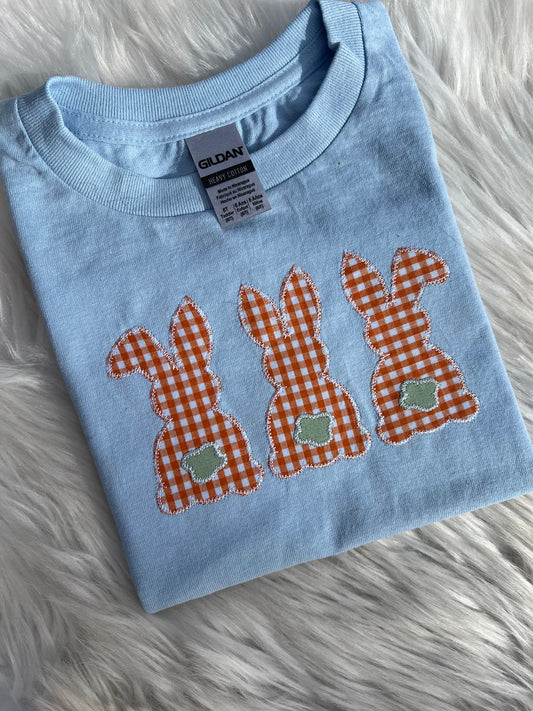 Plaid Bunny Trio Embroidered Shirt