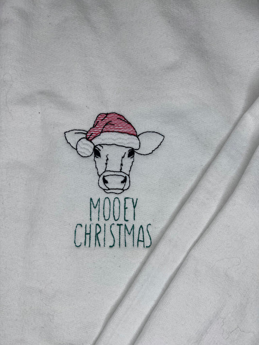 Mooey Christmas Embroidered Crewneck
