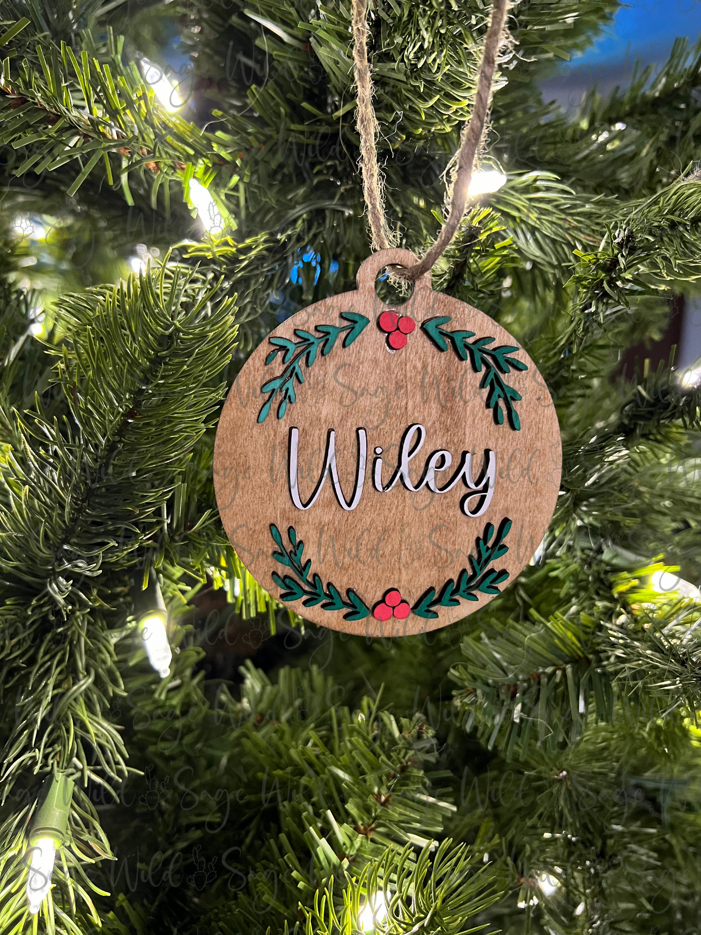 Last Name Personalized Mistletoe Ornament