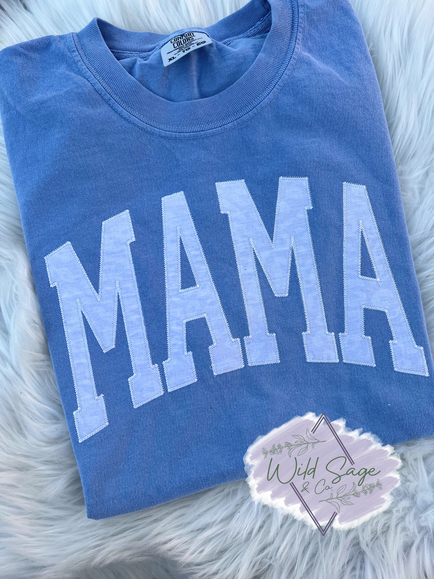 White Leopard Mama Embroidered Tee