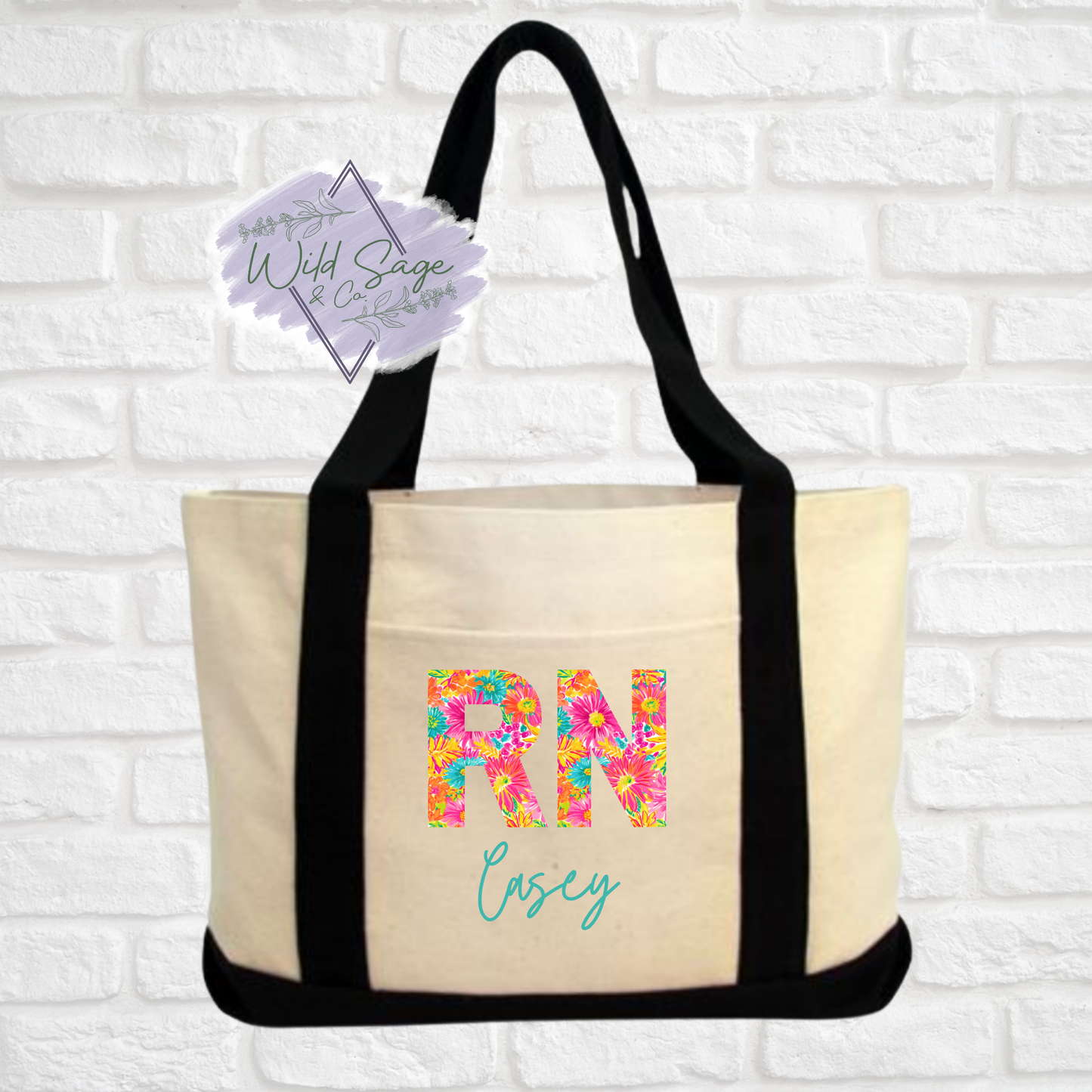RN Floral Canvas Bag