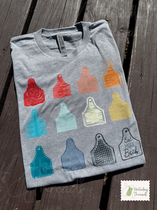 Eat Beef Eartags Tee