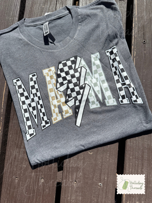 Neutral Checkered Mama Tee