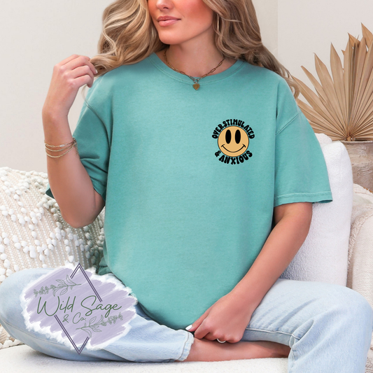 Overstimulated & Anxious Tee | Pocket