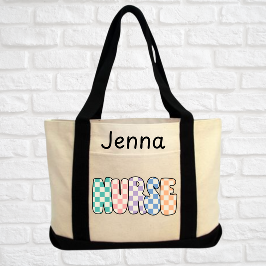 Checkered Nurse Canvas Bag
