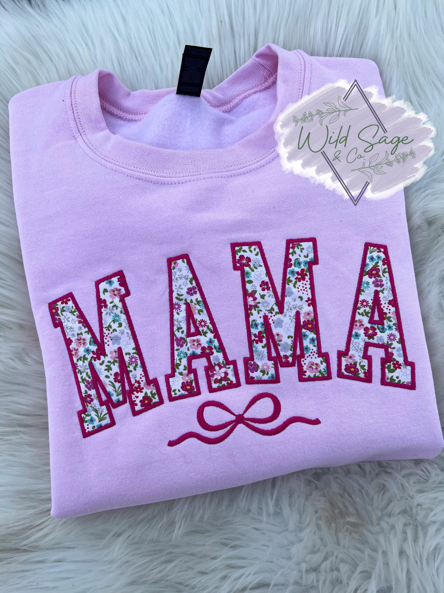 Pink Floral with Bow Embroidered | CUSTOM