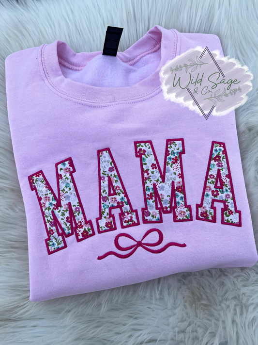 Pink Floral with Bow Embroidered | CUSTOM