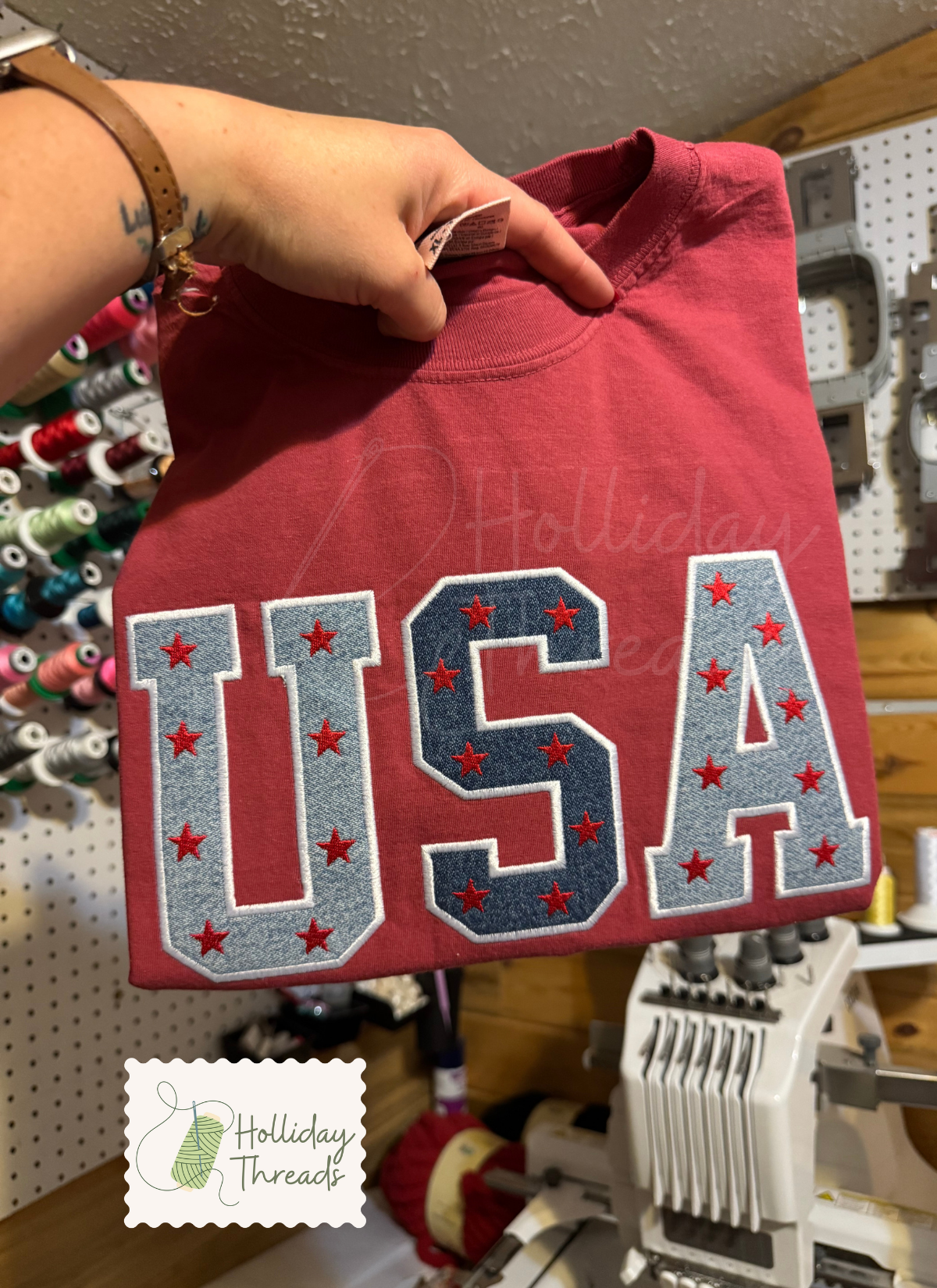 USA Blue Jeans Stars Embroidered Tee