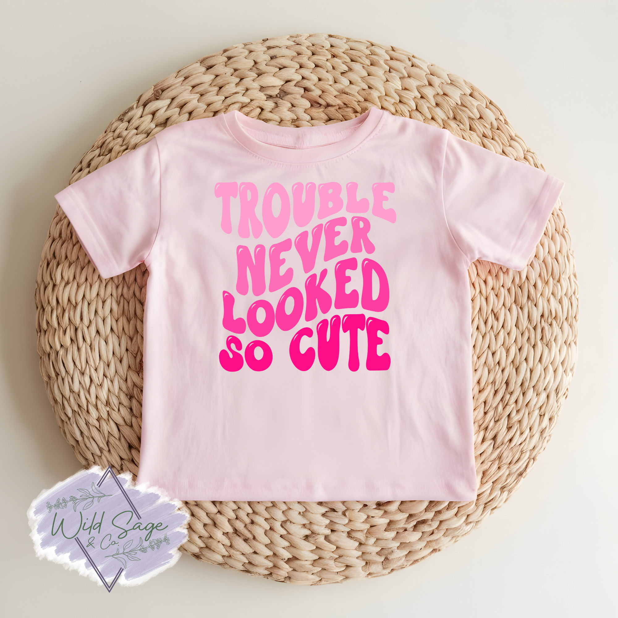 Trouble Never Looked So Cute Tee | Pink