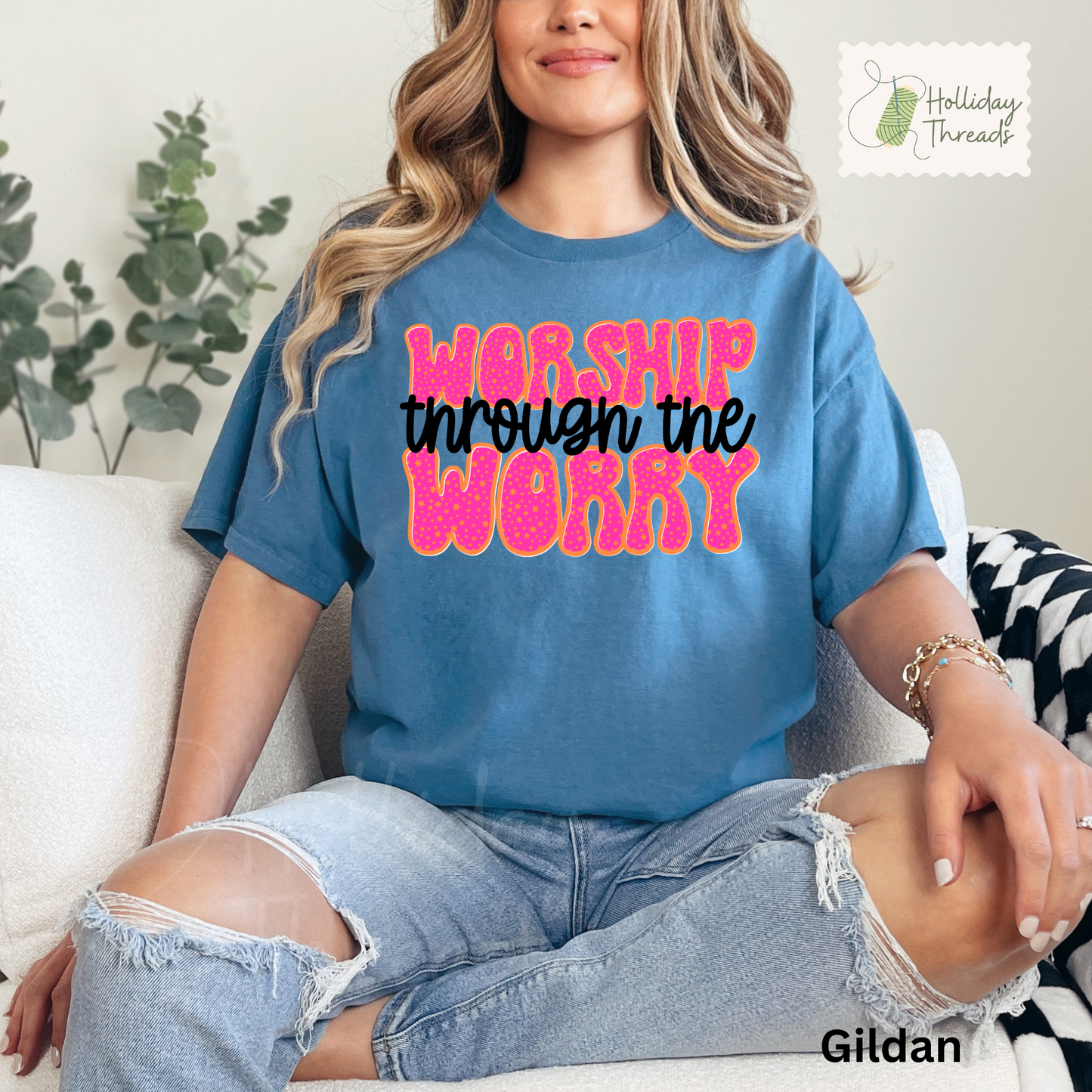 Worship Through The Worry Tee | Pink