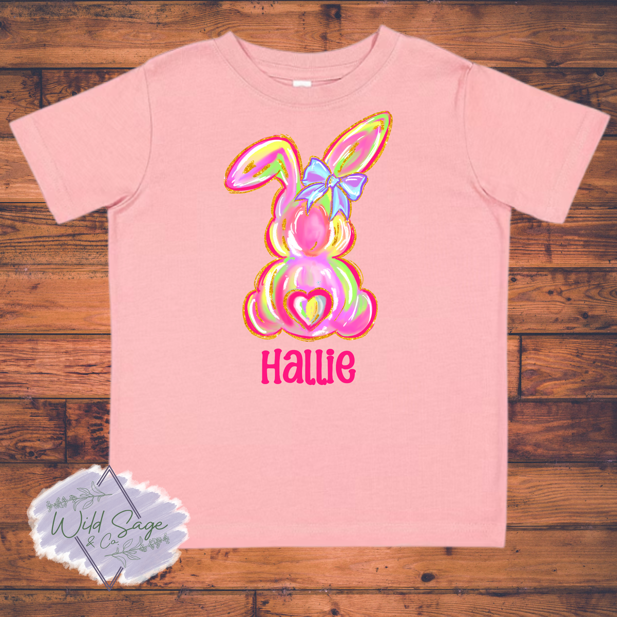 Personalized Bright Pink Bunny Shirt