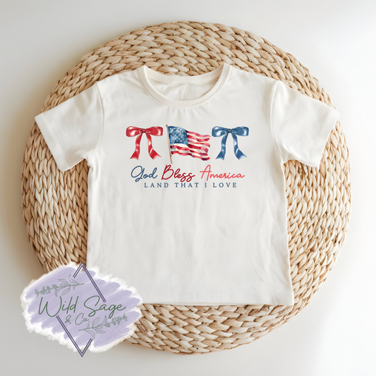 God Bless America Bow Tee
