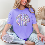 Purple Floral Monogram Tee