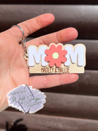 Floral Mom Wooden Keychain