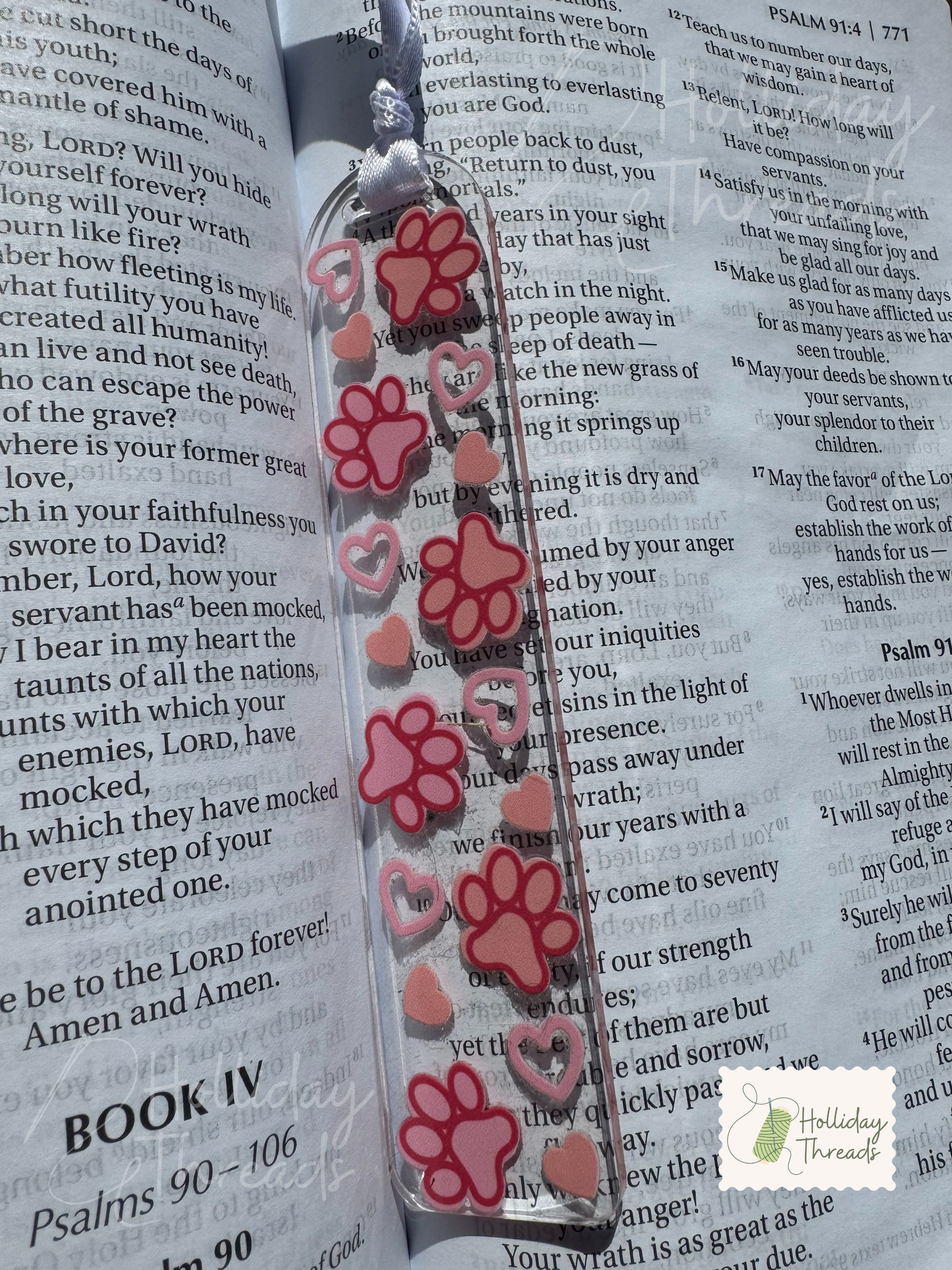 Pink Paws Acrylic Bookmark