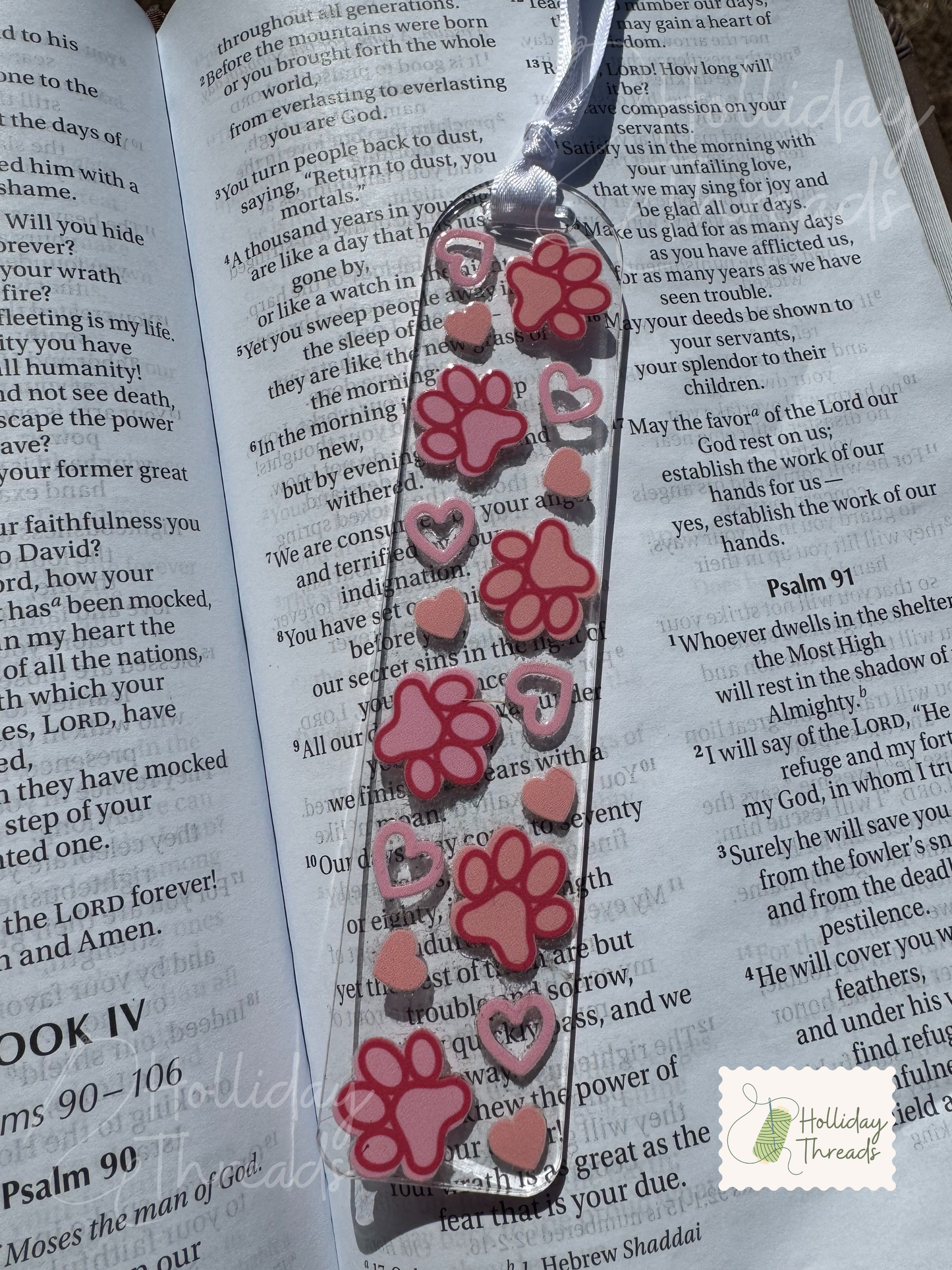 Pink Paws Acrylic Bookmark