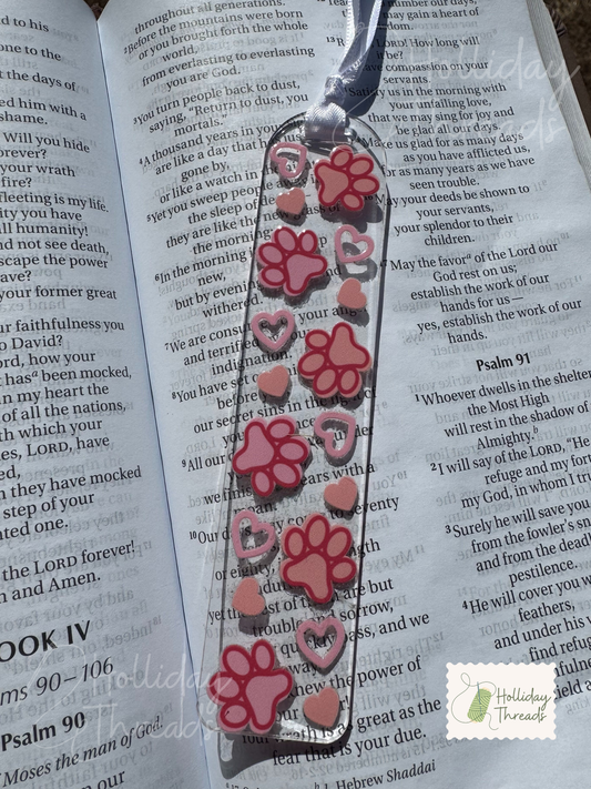 Pink Paws Acrylic Bookmark