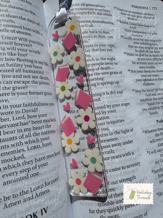 Book Flower Acrylic Bookmark