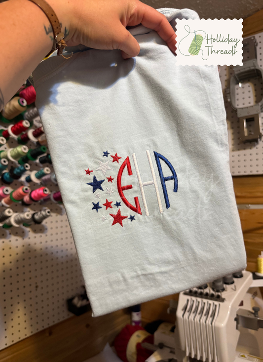 Stars Monogram Embroidered Tee