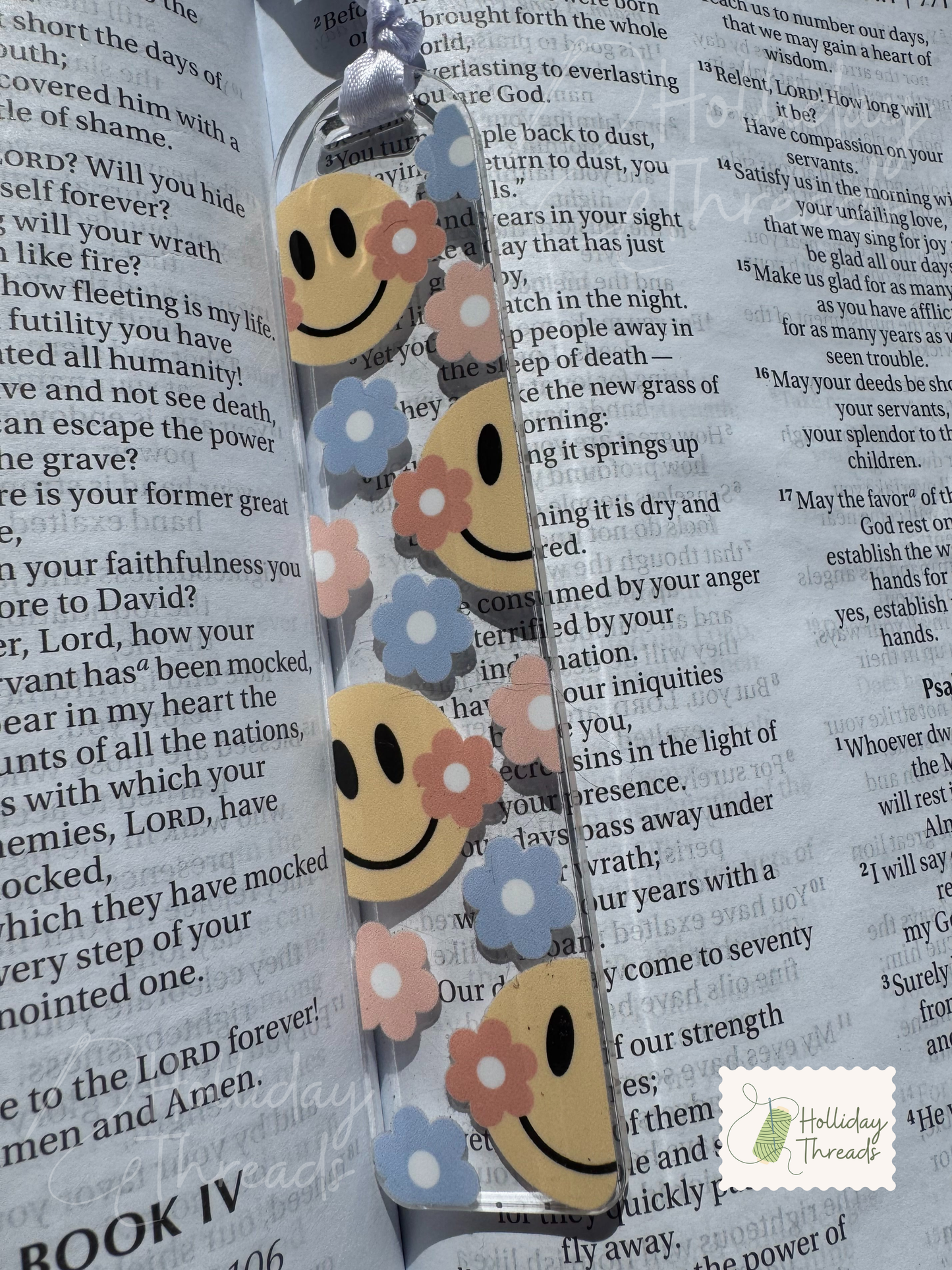 Smiley Daisies Acrylic Bookmark