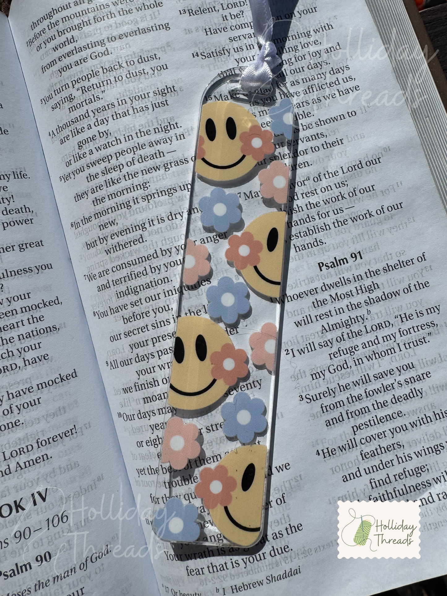 Smiley Daisies Acrylic Bookmark