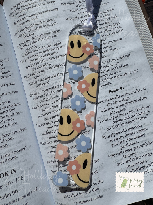 Smiley Daisies Acrylic Bookmark