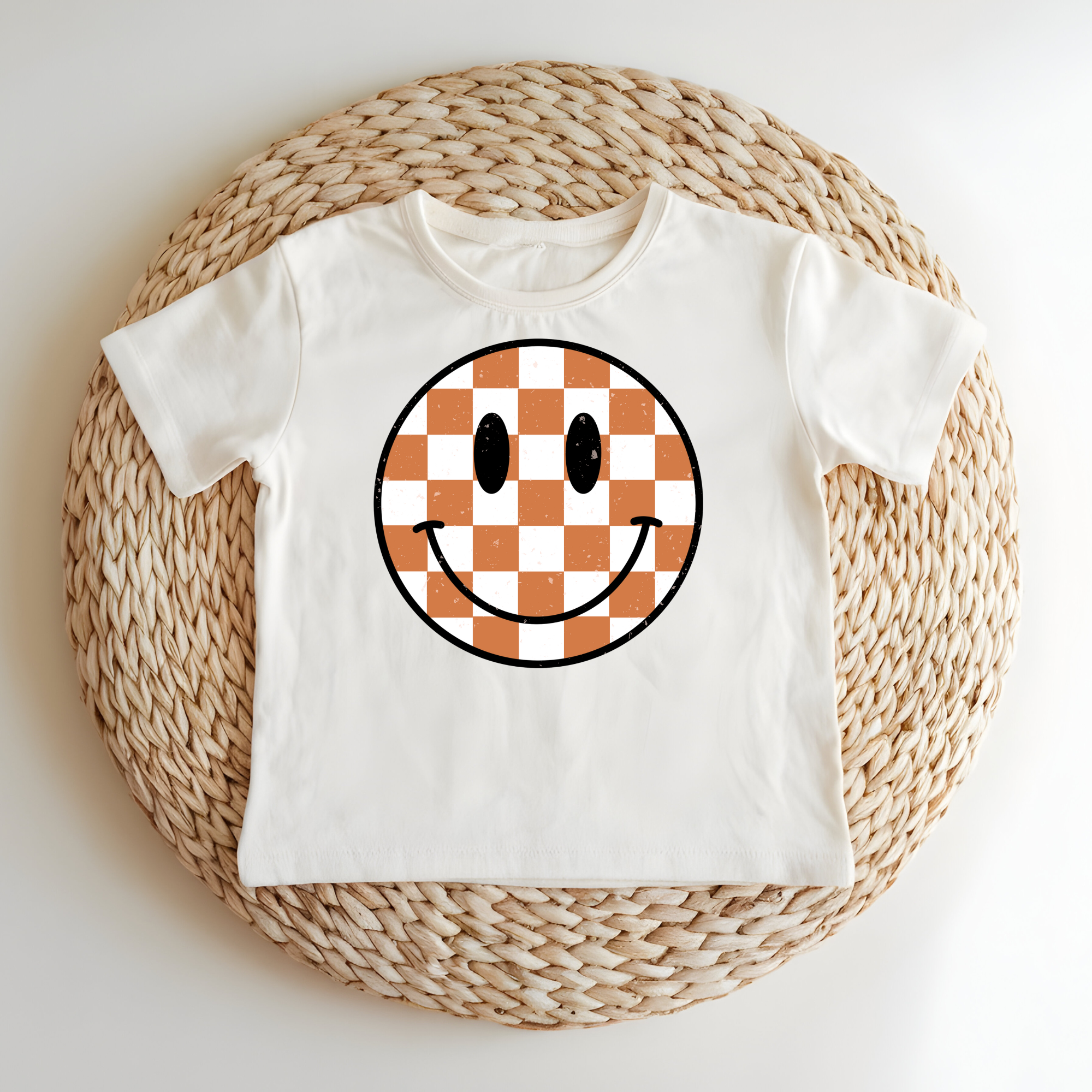 Checkered Brown Smiley Tee