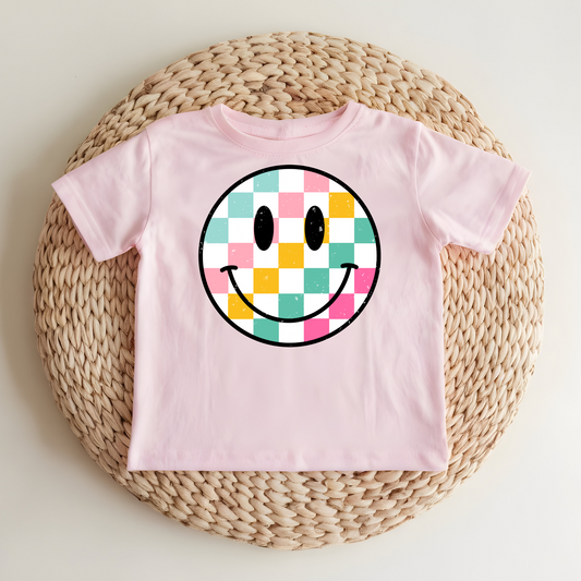 Checkered Colorful Smiley Tee