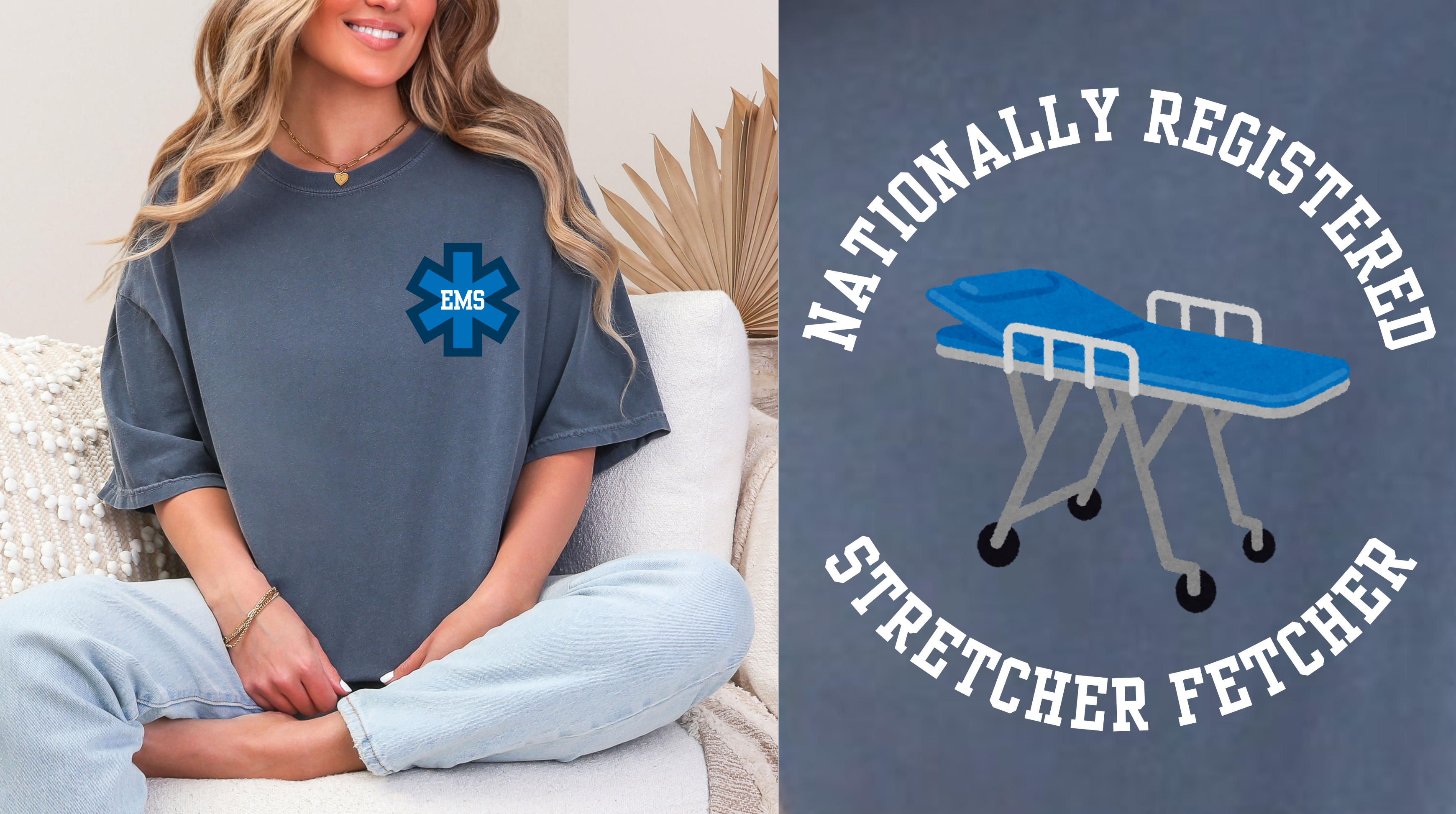 Stretcher Fetcher Tee | Dark Denim