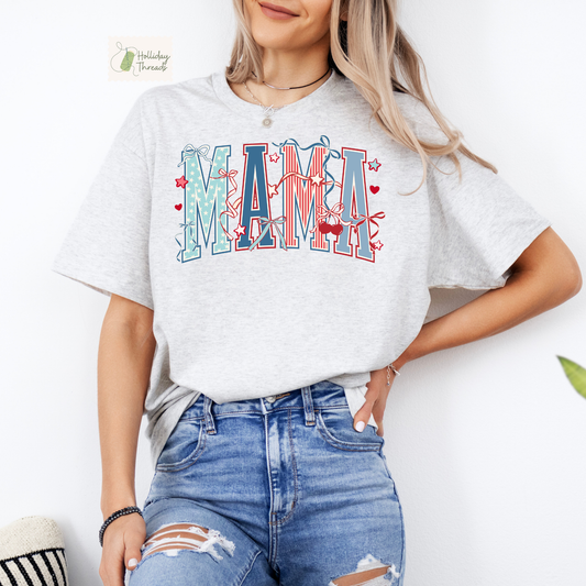 Varsity Patriotic Mama Tee