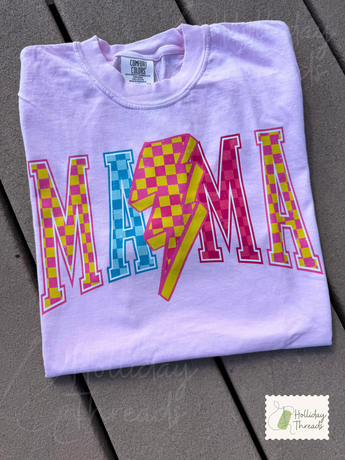 Pink Checkered Mama Tee