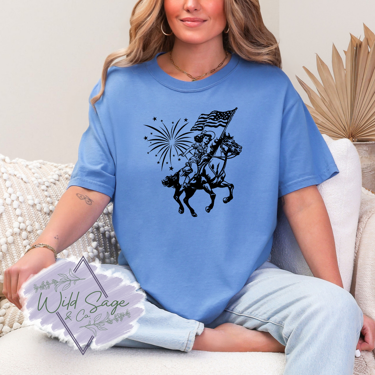 USA Cowgirl Tee | Blue