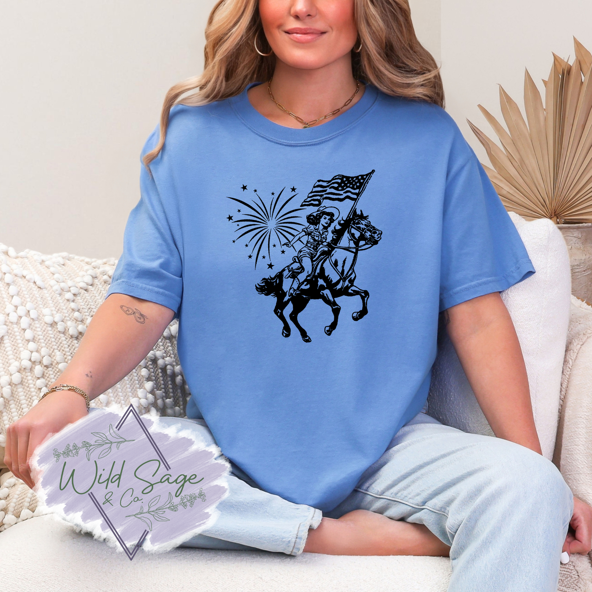 USA Cowgirl Tee | Blue