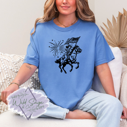 USA Cowgirl Tee | Blue