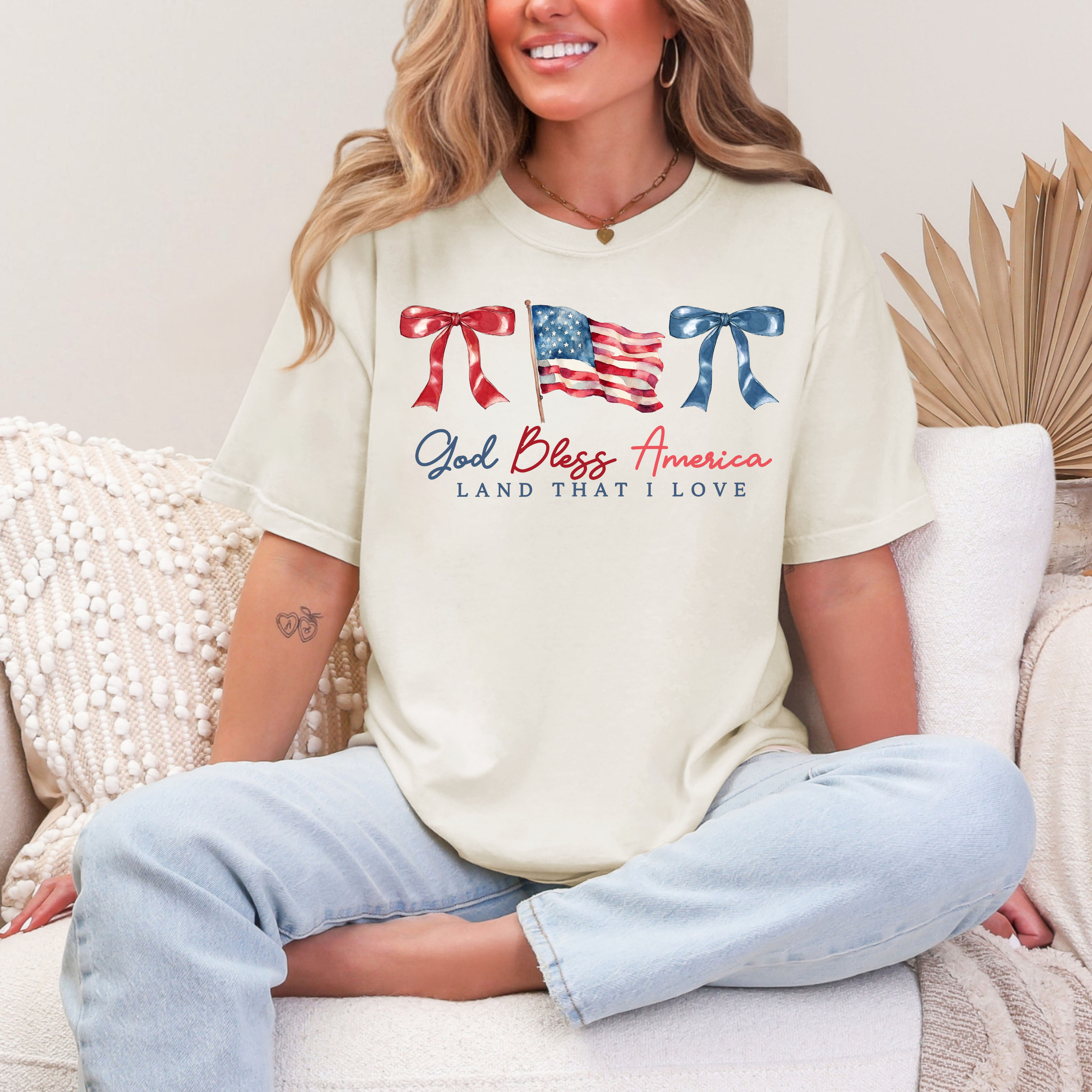 God Bless America Bow Tee