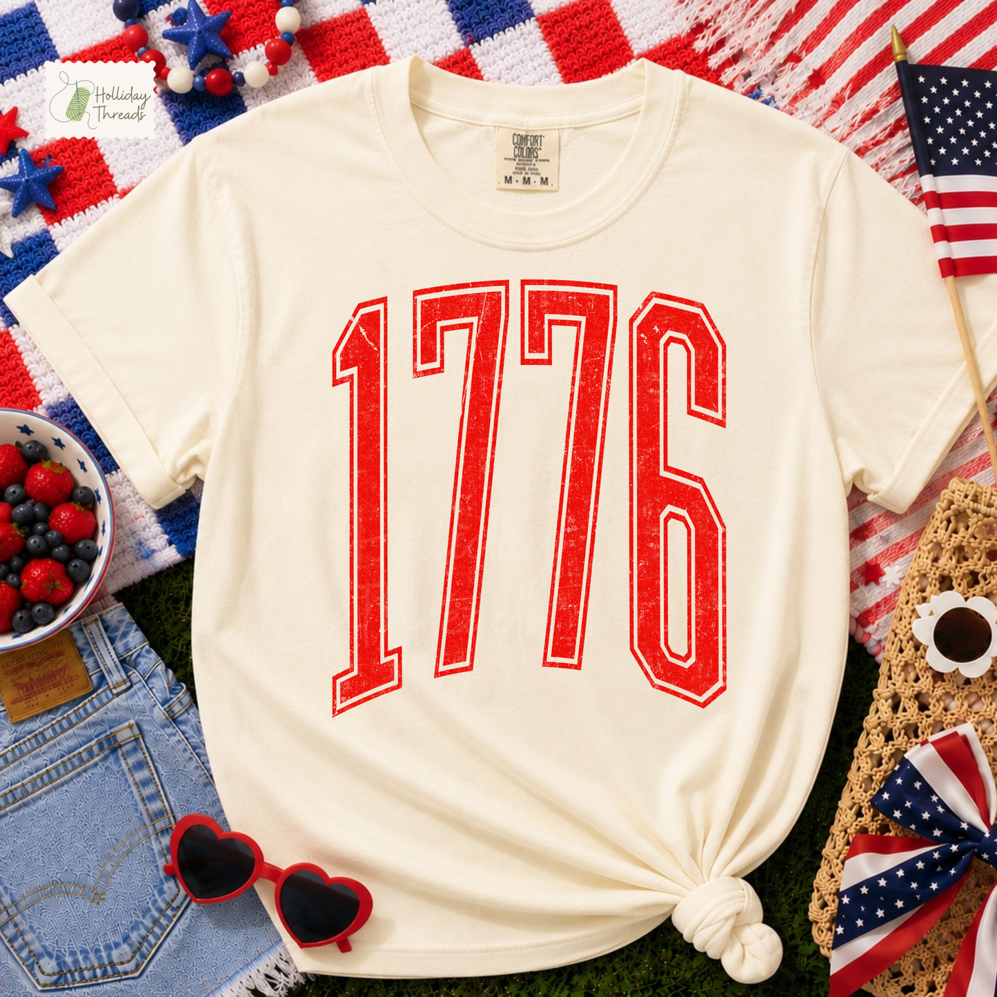Oversized Varsity 1776 Tee | Ivory
