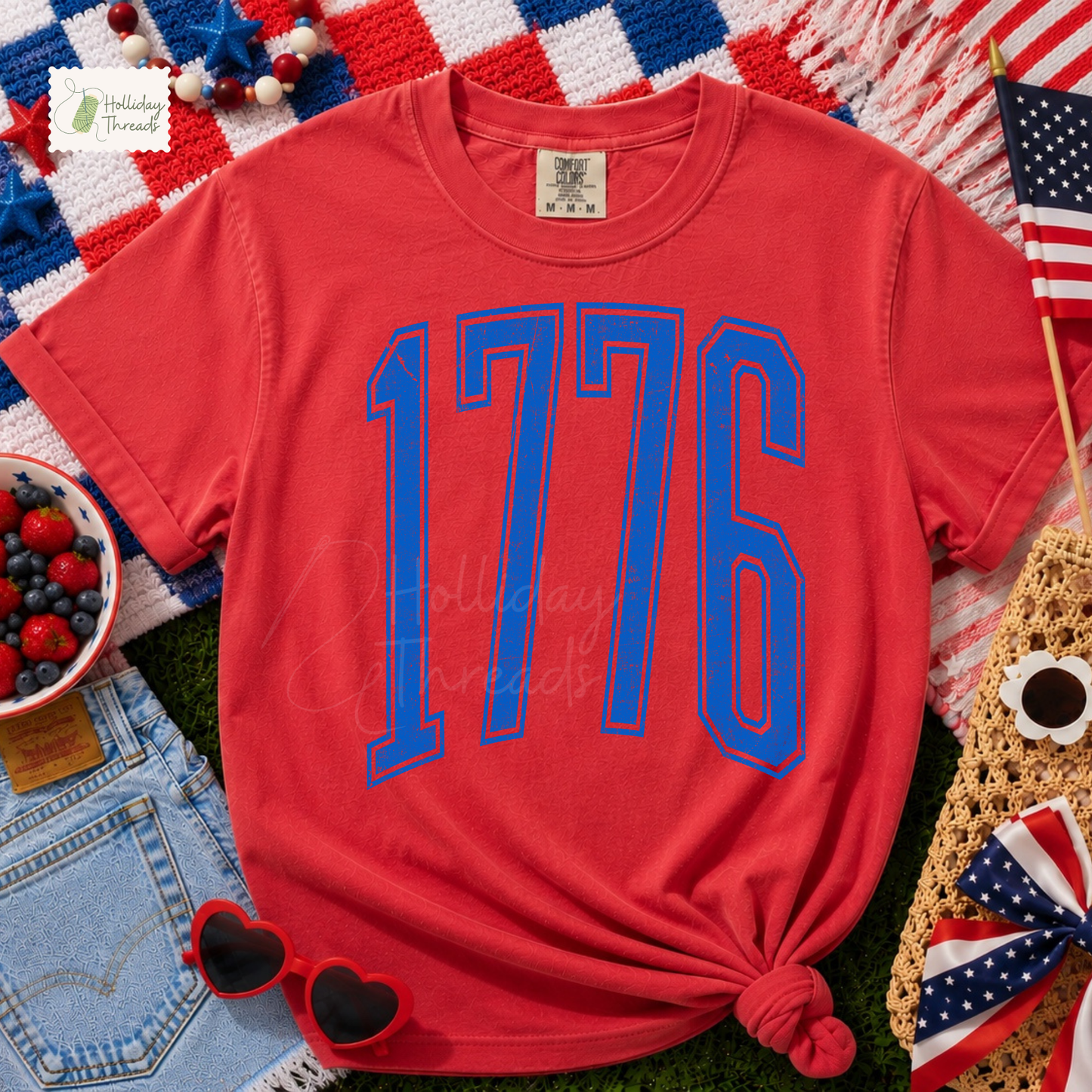 Oversized Varsity 1776 Tee | Red