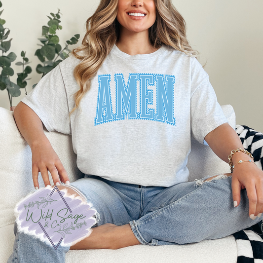 Amen Checkered Tee | Blue