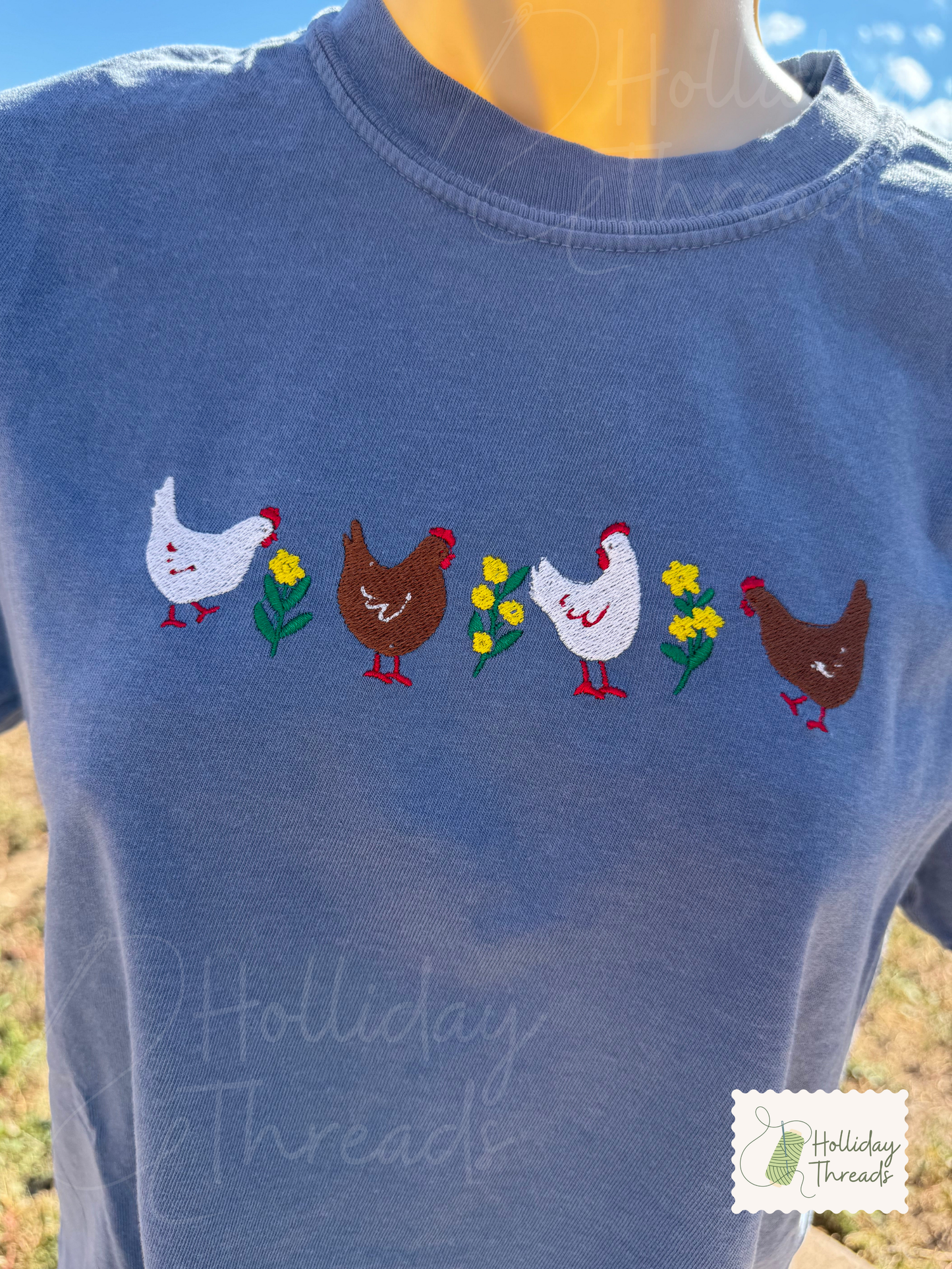 Cute Chickens Embroidered Tee