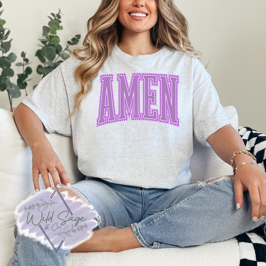 Amen Checkered Tee | Purple