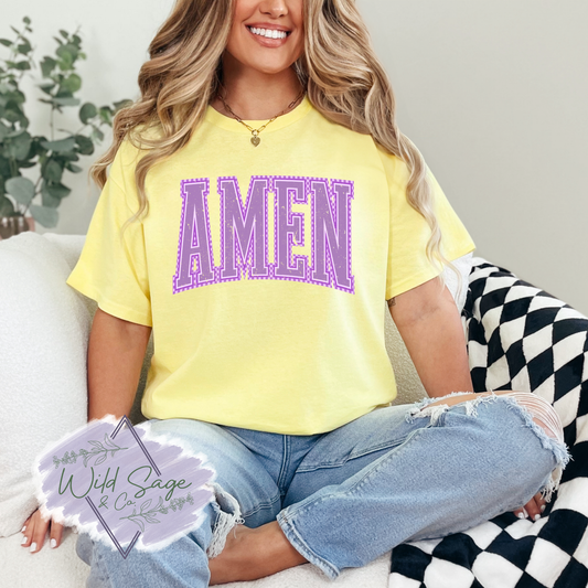 Amen Checkered Tee | Purple