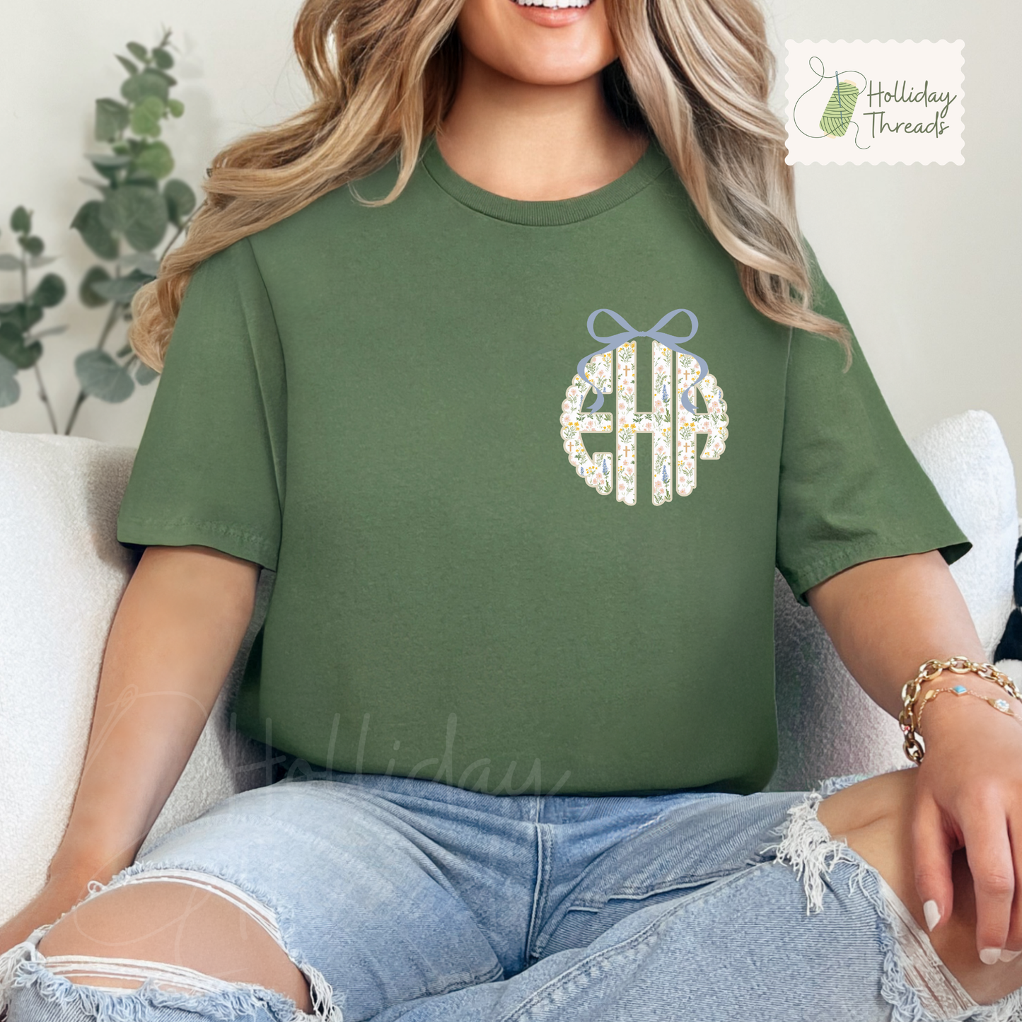 Easter Monogram Tee | Pocket